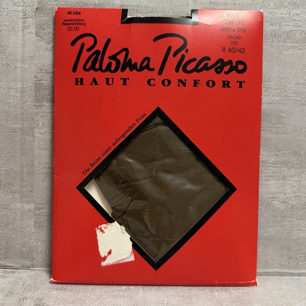 Paloma Picasso 80s Pantyhose New Vintage US Size 10-12, UK 12-14, Germany 40-42‎